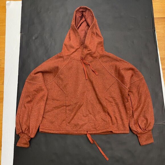 PrAna‎ Ziller Sweatshirt Women Small Orange Hooded Pullover Gingerbread Wool New - Picture 14 of 16